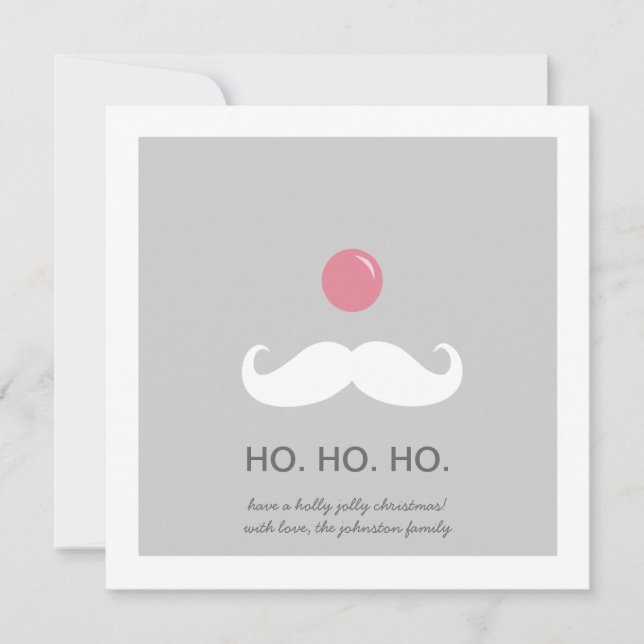 Grey Santa Moustache Christmas Photo Flat Cards (Front)
