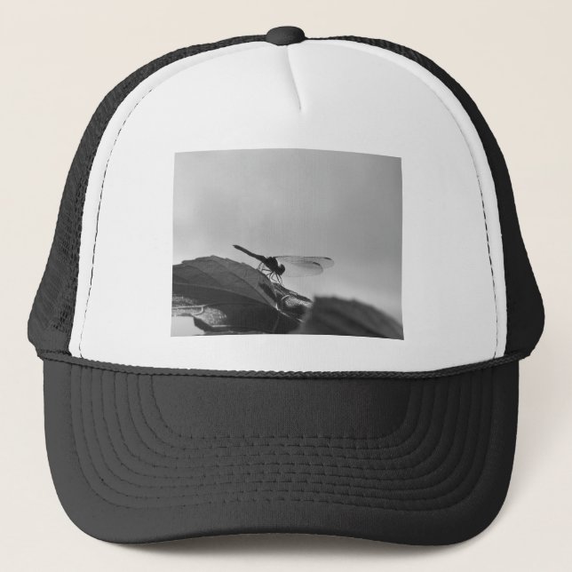 Grey scale Dragonfly Trucker Hat (Front)