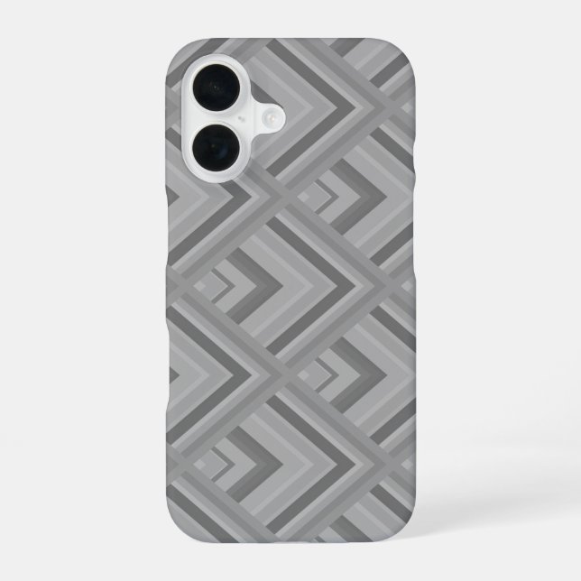 Grey scale pattern iPhone 16 case (Back)