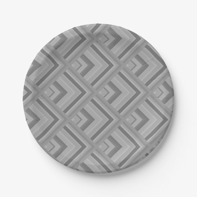 Grey scale pattern paper plate (Front)