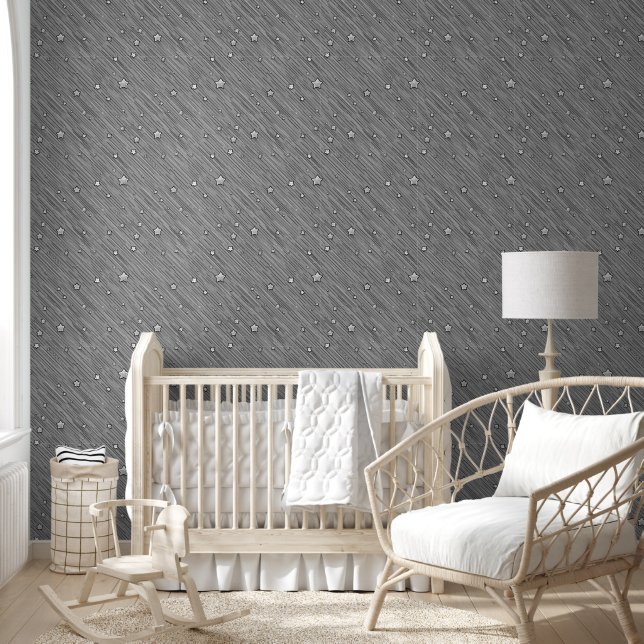 Grey Scale Stars Wallpaper (Kids)