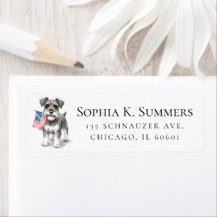 Grey Schnauzer Celebrating 4th of July Address Return Address Label
