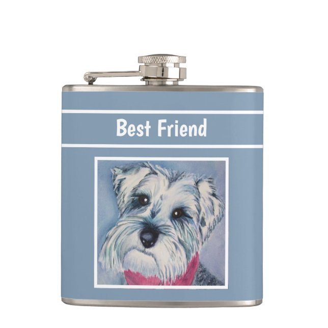 Grey Schnauzer Hip Flask (Front)