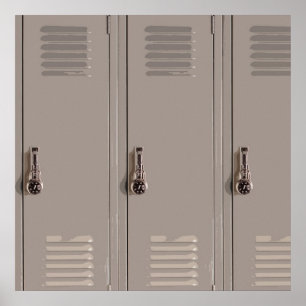 Grey School Lockers, High School Student Poster