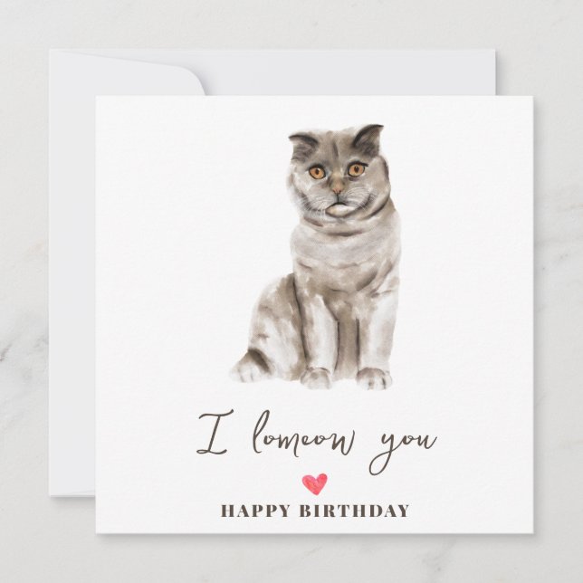 Grey Scottish Fold Cat Mum Puppy Pets Birthday Card (Front)