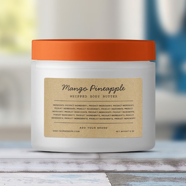 Grey Script Lines Ingredients List Kraft Label (Creator Uploaded)