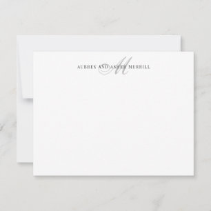 Grey Script Monogram Modern Stationery  Note Card
