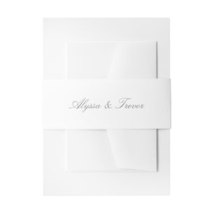Grey Script Names Elegant Wedding Invitation Belly Band