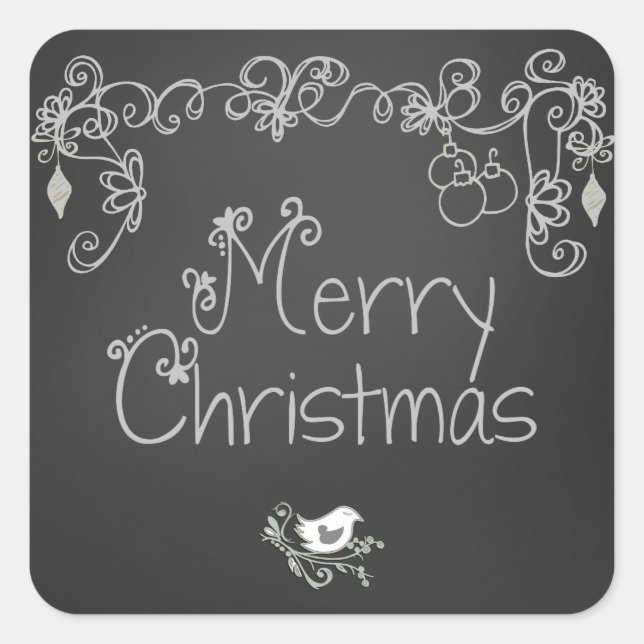Grey Scrolls Chalkboard Holiday Star Stickers (Front)