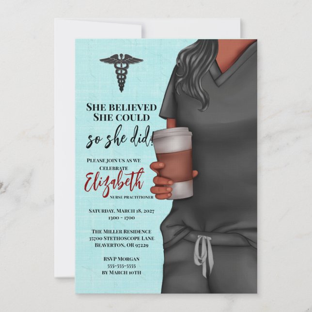 Grey Scrubs Nursing School Graduation Invitation (Front)