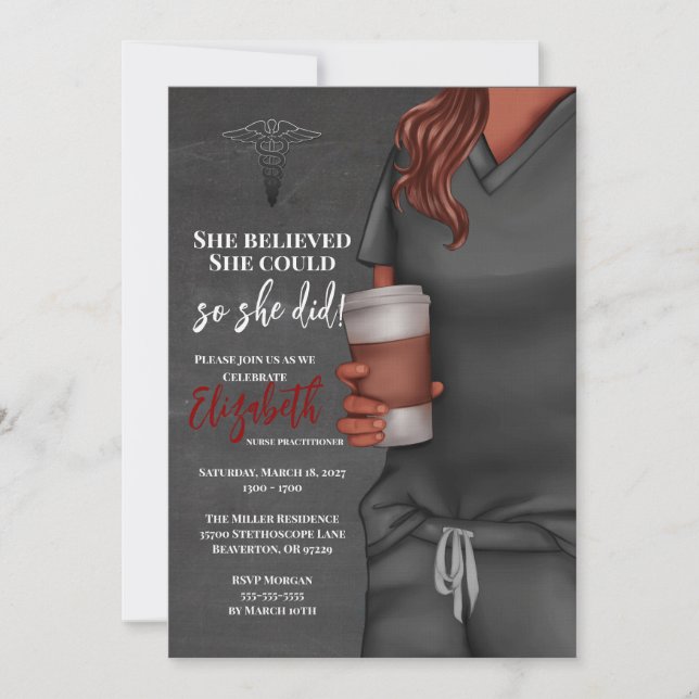 Grey Scrubs Nursing School Graduation Invitation (Front)