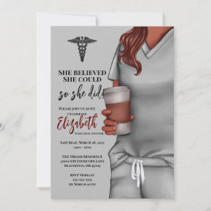 Grey Scrubs Nursing School Graduation Invitation
