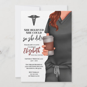 Grey Scrubs Nursing School Graduation Invitation