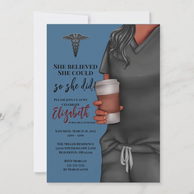 Grey Scrubs Nursing School Graduation Invitation (Front)