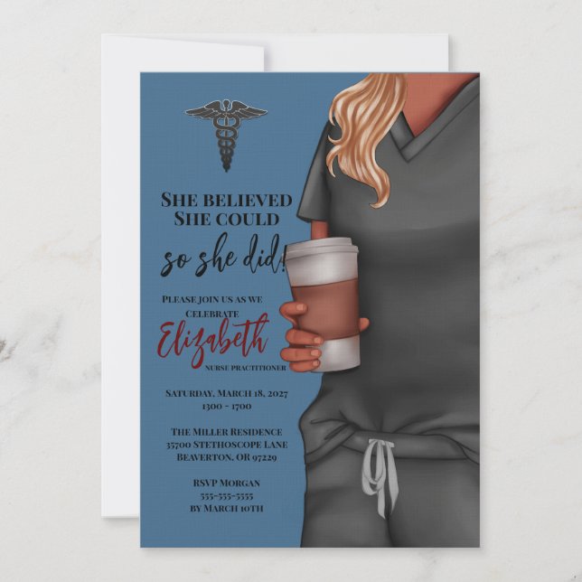 Grey Scrubs Nursing School Graduation Invitation (Front)