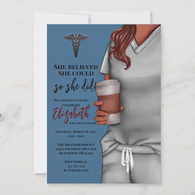 Grey Scrubs Nursing School Graduation Invitation (Front)