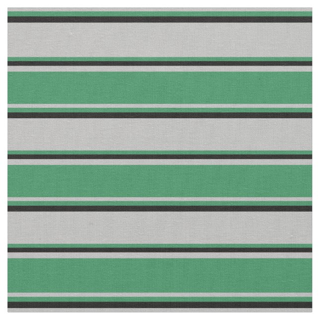 Grey, Sea Green & Black Coloured Lines Fabric (Close Up)