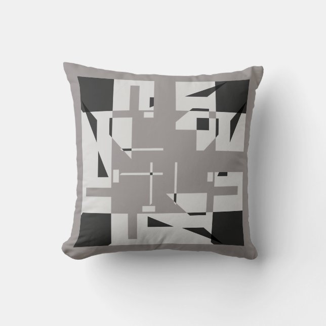 Grey Shades Black 4 Corner Small Shapes Labyrinth Cushion (Front)