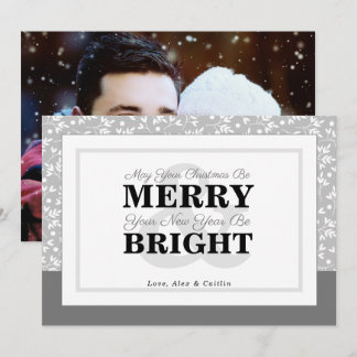 Grey Shades Christmas Greenery Photo Card