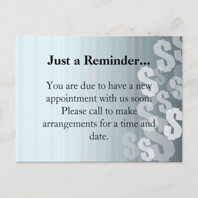 Grey Shades Dollar Signs Financial Design Announcement Postcard (Front)