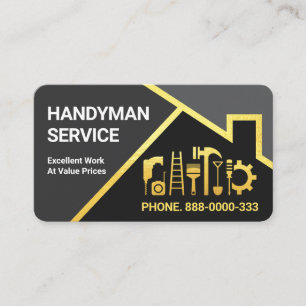 Grey Shades Gold Roofing Border Business Card