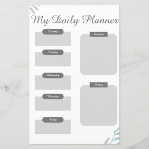 Grey Shades Minimal Daily Planner Sheet