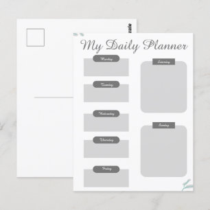 Grey Shades Minimal Daily Planner Sheet Postcard