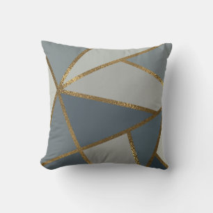 Grey Shades Neutral Gold Bronze Geometric Cushion