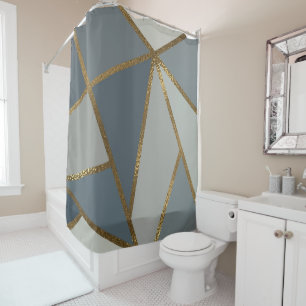 Grey Shades Neutral Gold Bronze Geometric Shower Curtain