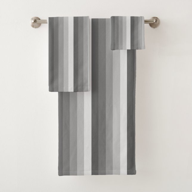 Grey shadow stripes bath towel set (Insitu)