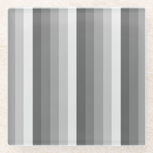 Grey shadow stripes glass coaster (Front)