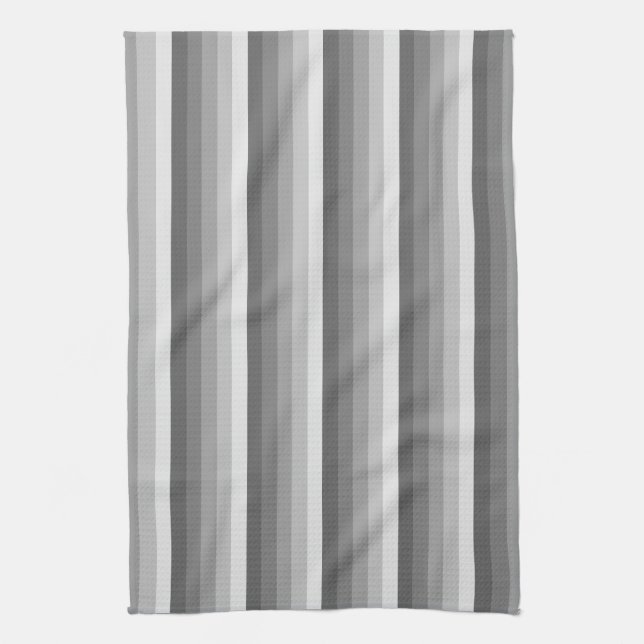 Grey shadow stripes tea towel (Vertical)