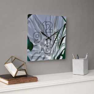 Grey shadows square wall clock
