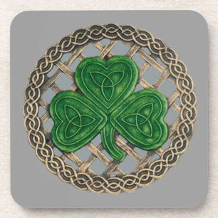 Grey Shamrock And Celtic Knots Coasters