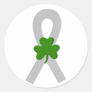 Grey Shamrock Ribbon Classic Round Sticker