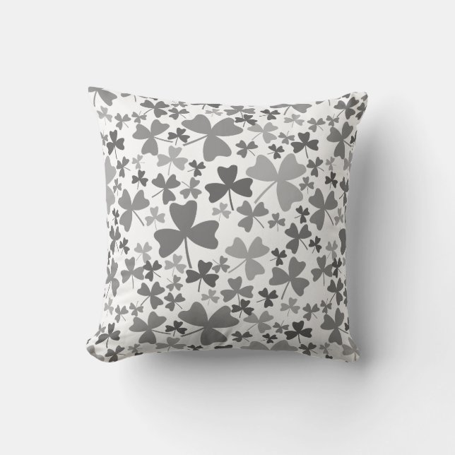 Grey Shamrocks Cushion (Front)