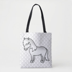 Grey Shetland Pony Cute Cartoon Illustration Tote Bag