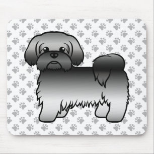 Grey Shih Tzu Cute Cartoon Dog Illustration Mouse Pad