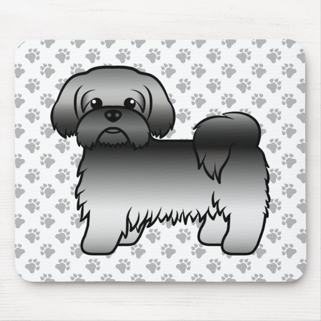 Grey Shih Tzu Cute Cartoon Dog Illustration Mouse Pad (Front)