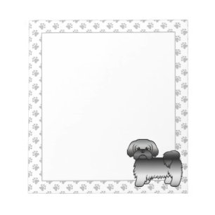 Grey Shih Tzu Cute Cartoon Dog Illustration Notepad