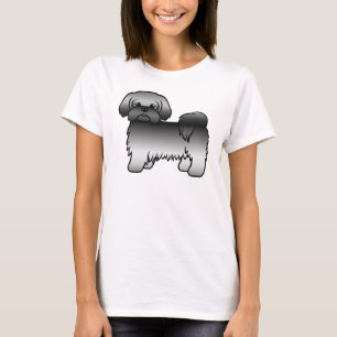 Grey Shih Tzu Cute Cartoon Dog Illustration T-Shirt
