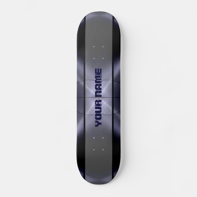 Grey Shiny Stainless Steel Metal 3 Skateboard (Front)