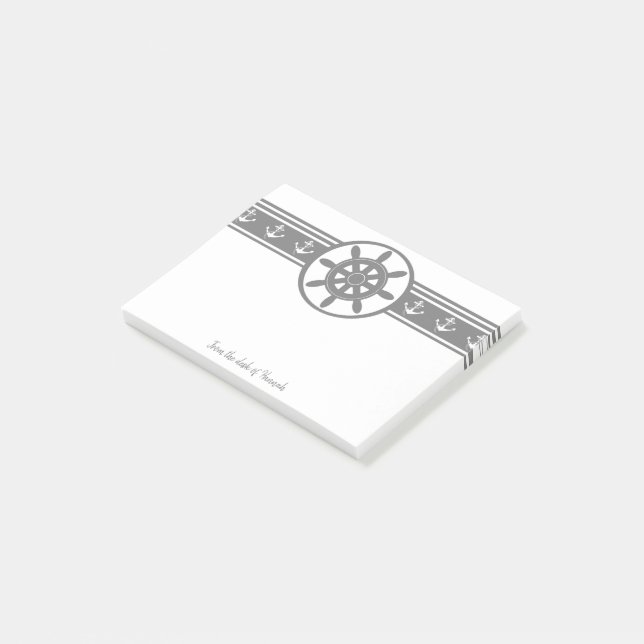Grey Ships Wheel Personalised Notes (Angled)