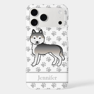 Grey Siberian Husky Cartoon Dog & Name