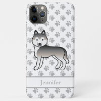 Grey Siberian Husky Cartoon Dog & Name