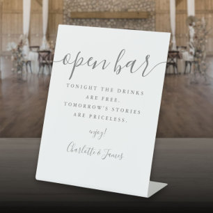 Grey Signature Script Open Bar Pedestal Sign