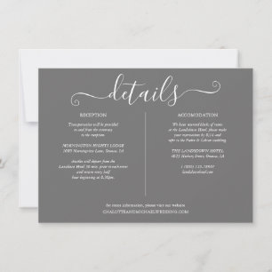 Grey Signature Script Wedding Details Information Invitation