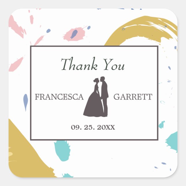 Grey Silhouette Square Sticker (Front)