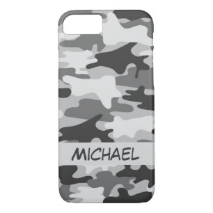 Grey Silver Camo Camouflage Personalised Name iPhone 8/7 Case