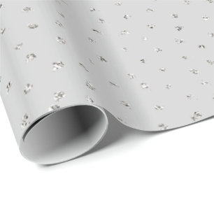 Grey Silver Confetti Wrapping Paper
